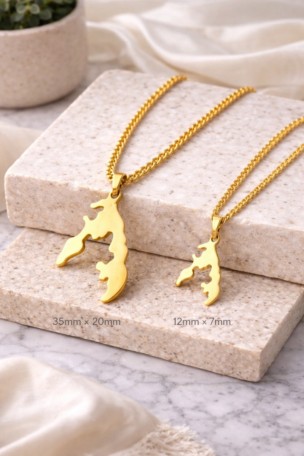 A minimal Tamil Eelam–inspired pendant and chain in a clean, modern design, photographed against a neutral background.