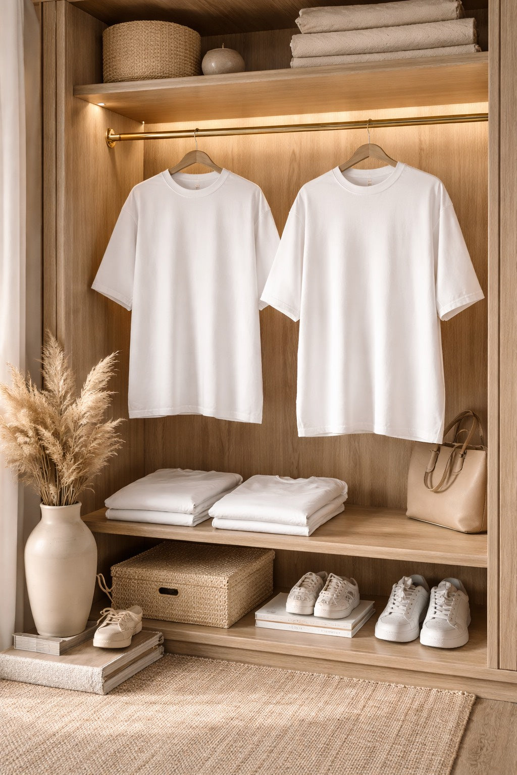 A loose-fitting, short-sleeve t-shirt made from soft, breathable fabric. It has a relaxed, oversized cut for comfort and casual style, suitable for layering or wearing alone.